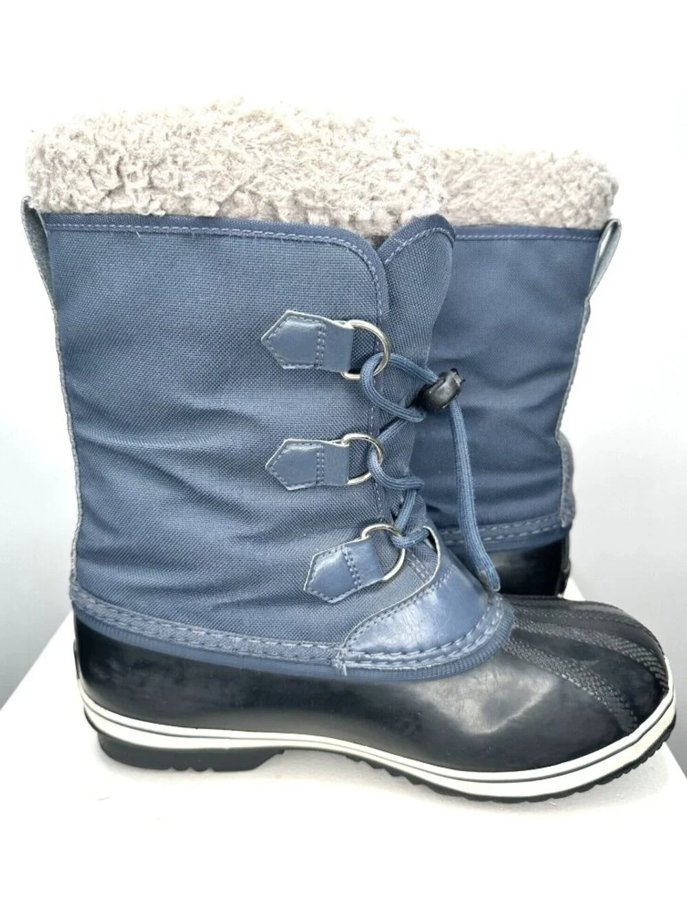 Sorel Yoot Pac Snow Boots Youth 6 Blue Waterproof Faux Fur Warm Winter Unisex
